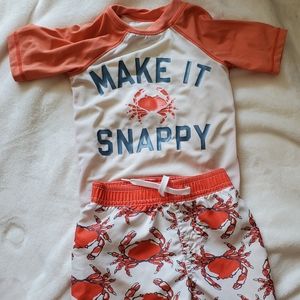 Old Navy Rashguard and trunks 18M/2T 🦀 Design